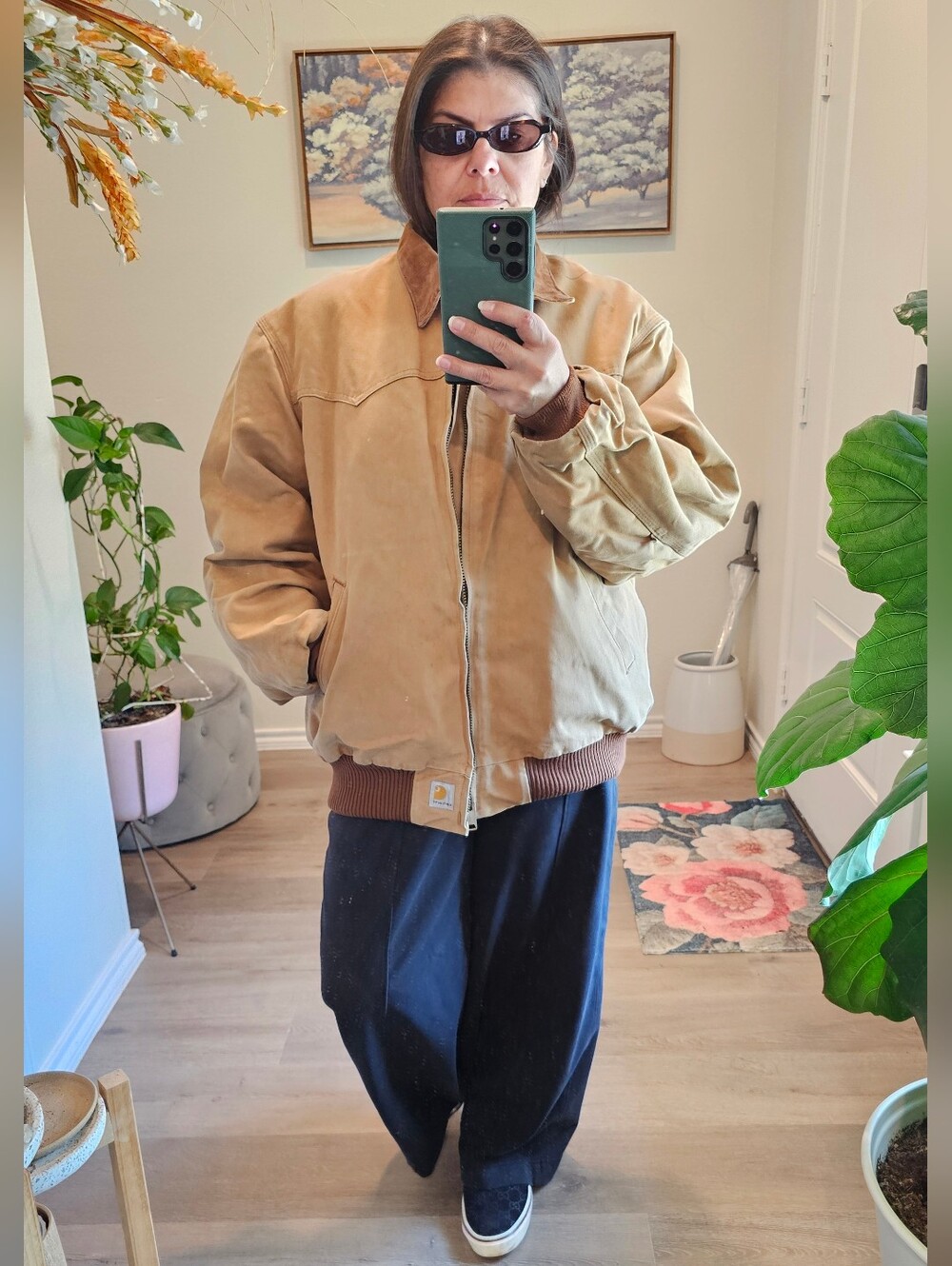 Vintage Carhartt Jacket Santa Fe Brown Red Quilted Lined XL